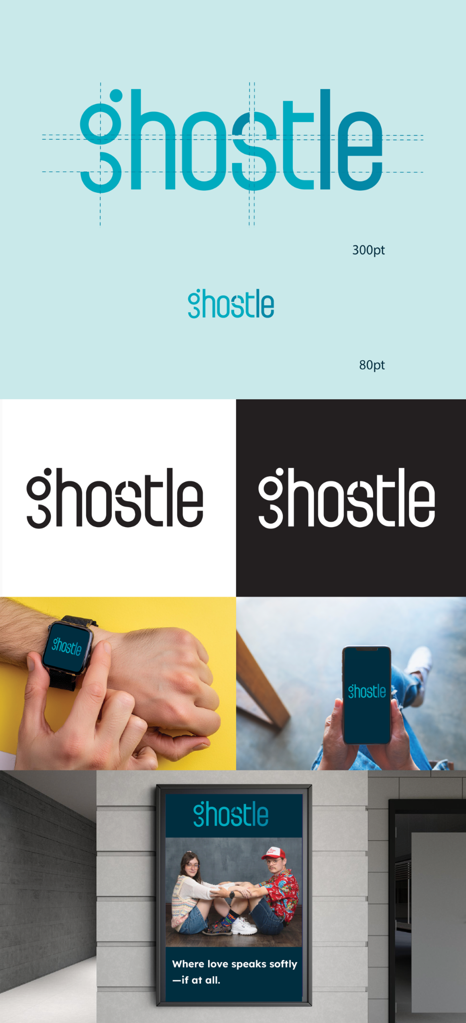 Ghostle logo system and brand applications