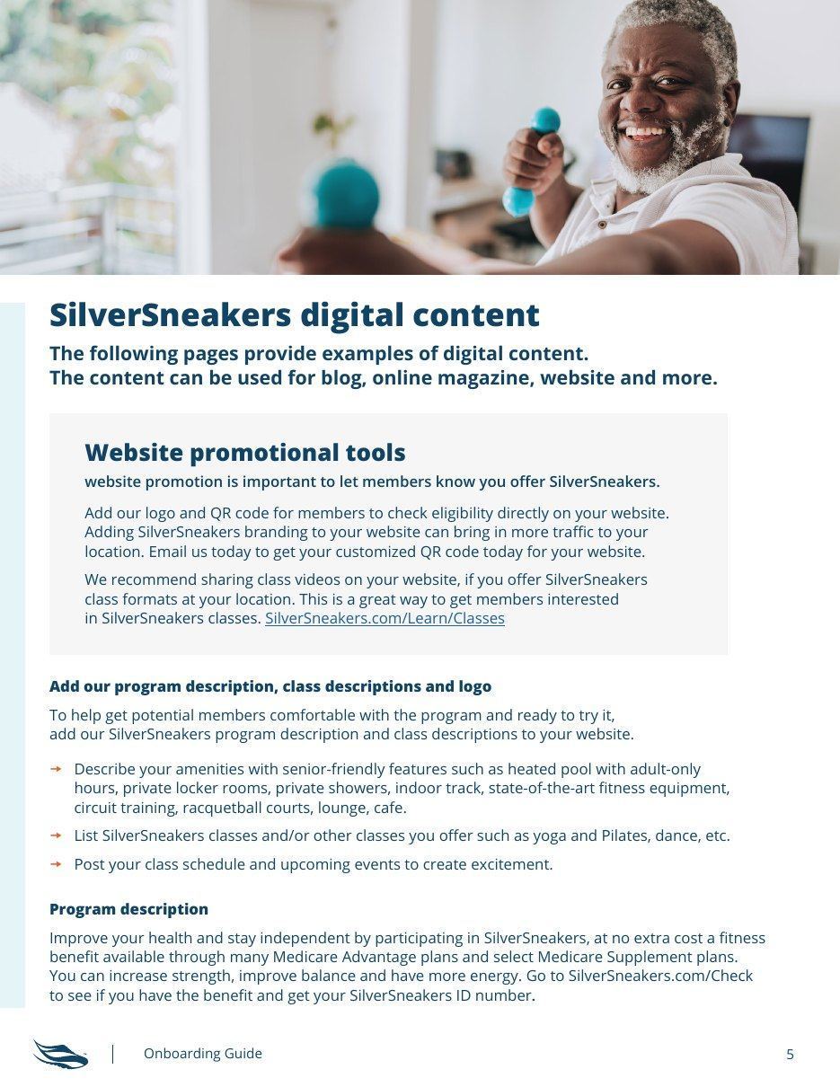 SilverSneakers digital content guidance