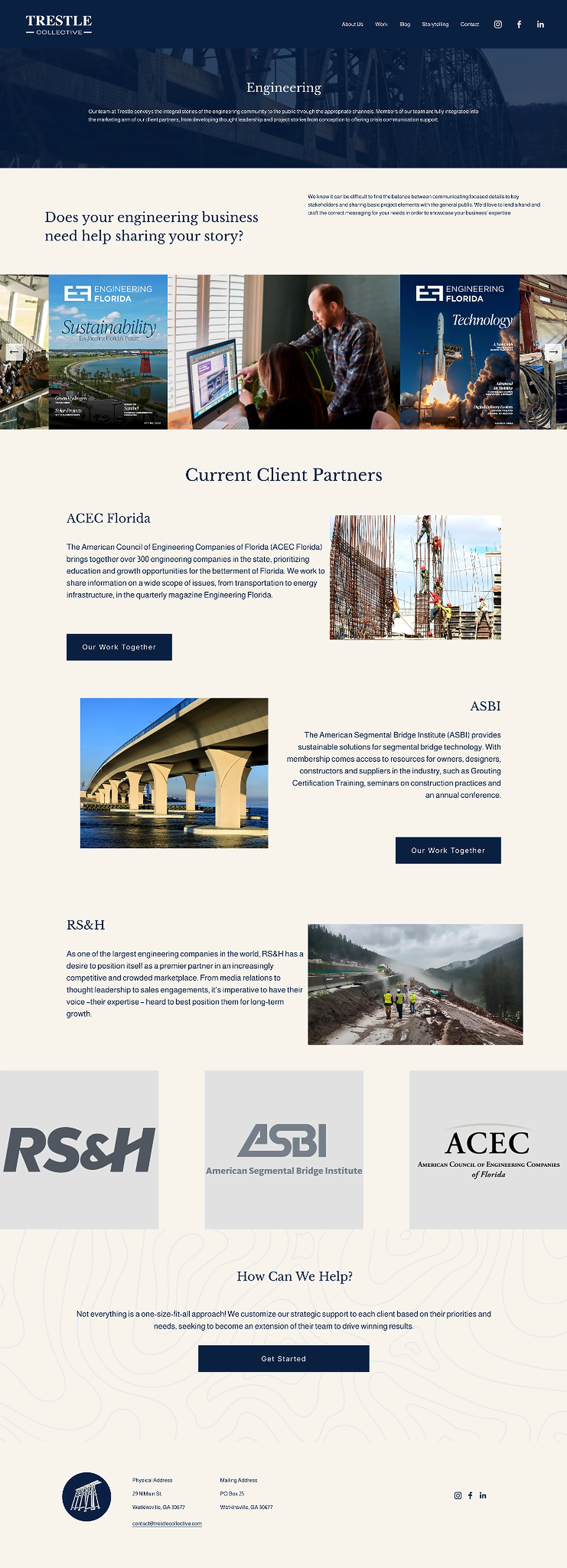 Full Trestle Collective engineering page screenshot