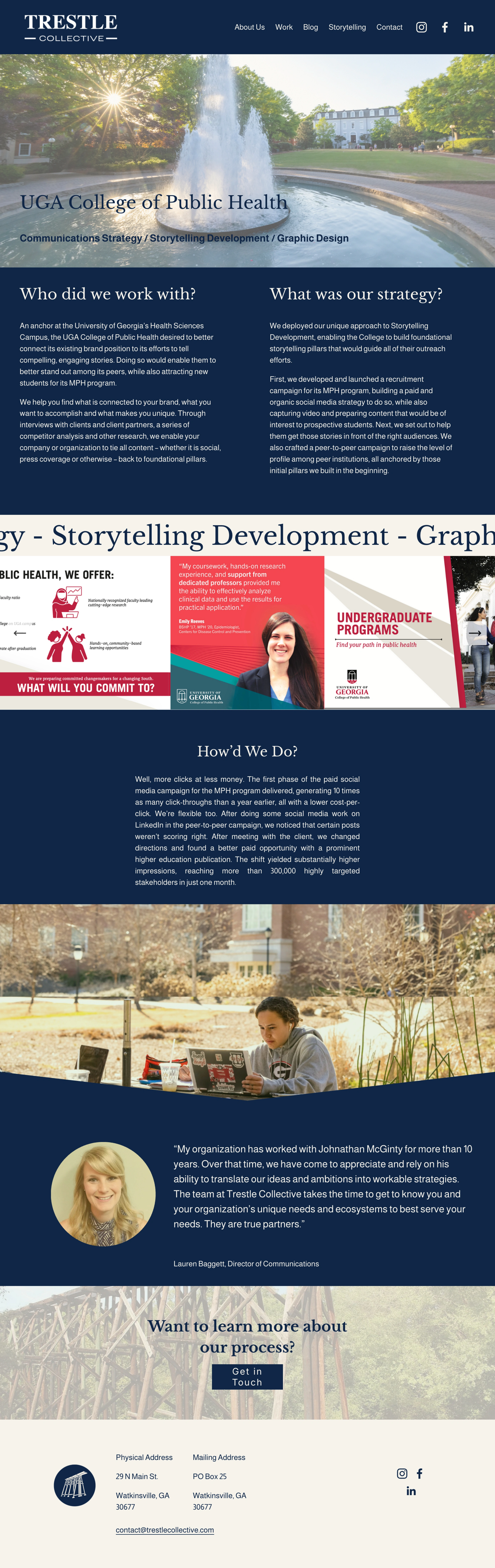 Full Trestle Collective UGA College of Public Health case study screenshot